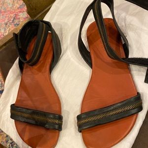 Eileen Fisher Black Zipper Sandles. They Velcro around your Abe’s